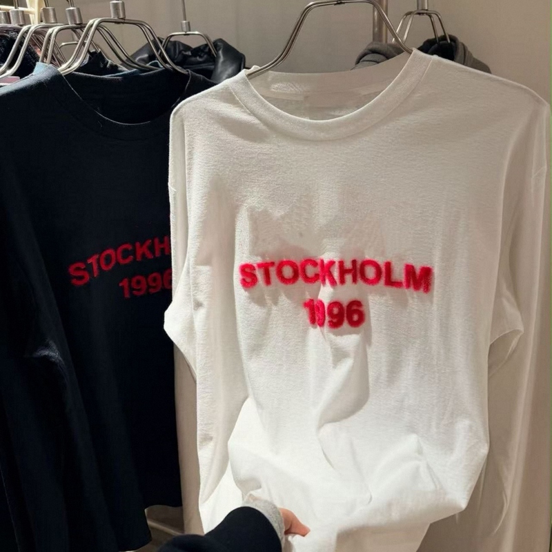 Top Version! the Correct Version Is Easy to Understand! Swedish Trendy Brand 1996 New Velvet Letter Short and Long Sleeve T-Shirt Printed Top Top Version! the Correct Version Is Easy to Understand! Swedish Trendy Brand 1996 New Velvet Letter Short and Long Sleeve T-Shirt Printed Top