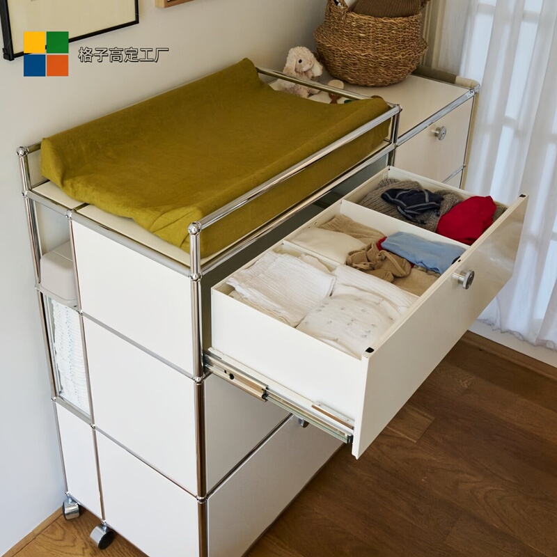 Bauhaus Modular Diaper Changing Table, Baby Care Table, Multifunctional Diaper Changing, Massage and Storage Mobile Crib