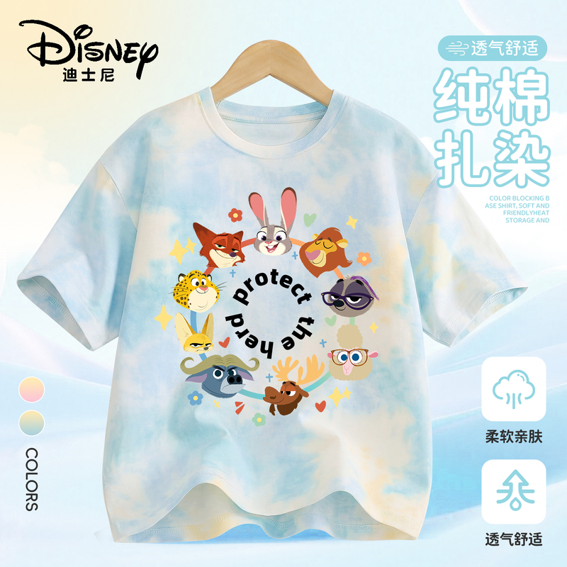 Disney Zootopia Children's Clothing Boys' Short-Sleeved T-Shirt Summer Kidsren's Pure Cotton Clothes Judy Nick Top Disney Zootopia Children's Clothing Boys' Short-Sleeved T-Shirt Summer Kidsren's Pure Cotton Clothes Judy Nick Top