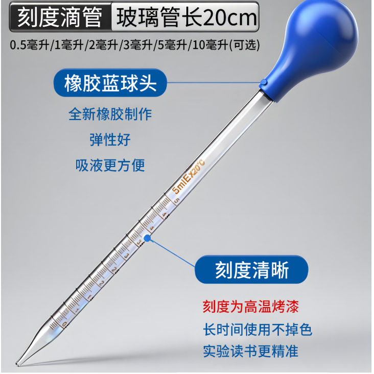 Plastic Tip Dropper, Glass Dropper, Pipette, Medicine Feeder, Water Suction Ball, Graduated Reagent, Large and Small Chemical Experiment Equipment