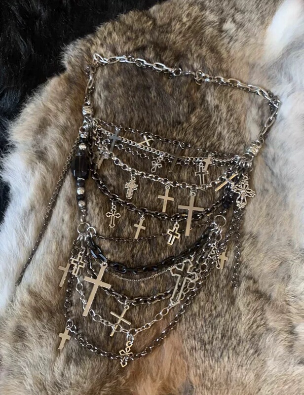Tearmark Visual Dark Avant-Garde Tribal Gunda Style Handmade Layered Gemstone Niche Tassel Necklace Tearmark Visual Dark Avant-Garde Tribal Gunda Style Handmade Layered Gemstone Niche Tassel Necklace