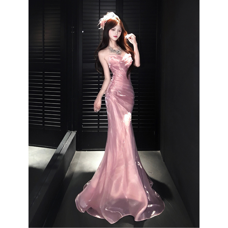Pink Evening Dress for Women 2026 New Style High-End Student Art Exam Adult Ceremony Birthday Party Stunning Engagement Dress Pink Evening Dress for Women 2026 New Style High-End Student Art Exam Adult Ceremony Birthday Party Stunning Engagement Dress
