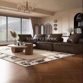 French retro style restaurant wood grain tiles, high-end herringbone wood floor tiles, bedroom anti-slip floor tiles