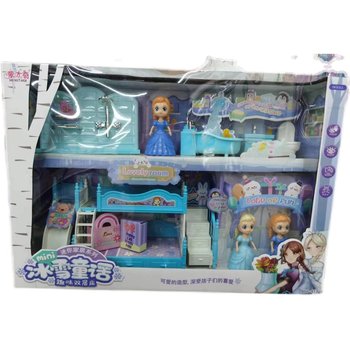 Montage ice and snow fairy tale fun villa layer bed pony carriage sound and light house furniture doll girl