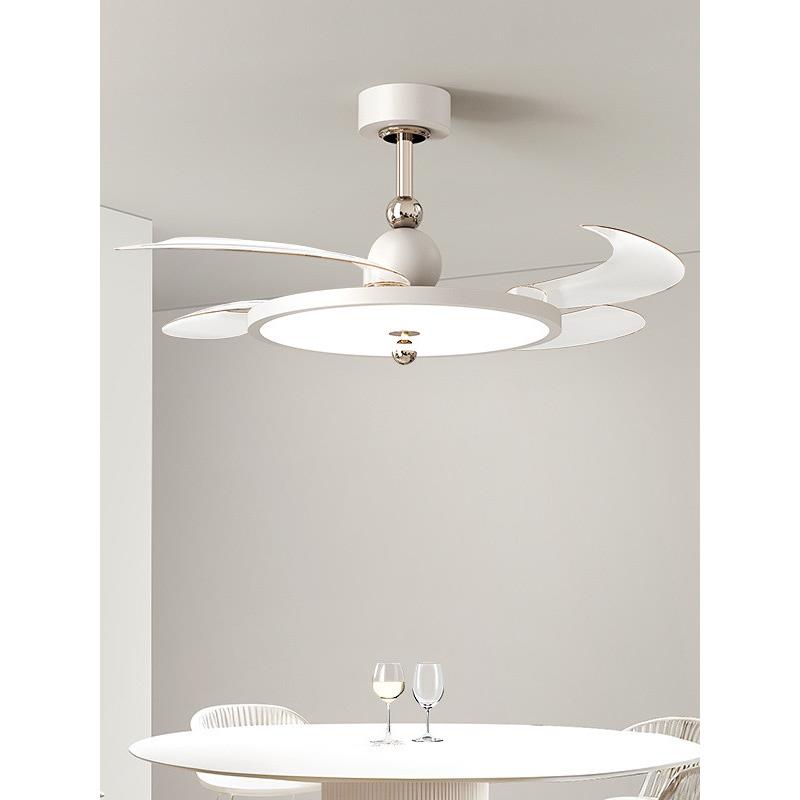 Cream style full spectrum eye protection fan lamp 2025 new home restaurant lamp bedroom invisible ceiling fan integrated lamp