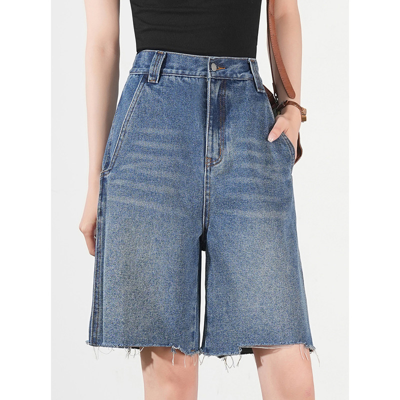 [Exclusive for Huanhuan] &Bailuyu Fashion Casual Pants with Irregular Frayed Hem Women's Jeans Hu50018