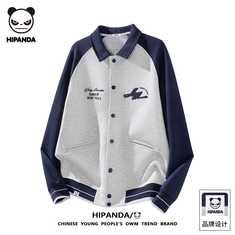 Hipanda Hello Panda Heavyweight Baseball Jacket Men's Autumn 2026 New American College Style Jacket Coat Hipanda Hello Panda Heavyweight Baseball Jacket Men's Autumn 2026 New American College Style Jacket Coat