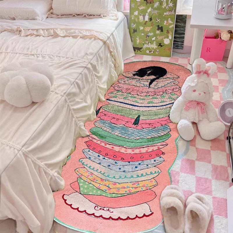 Seven Five Cute Cat Carpet Children's Cartoon Cute Bedroom Bedside Blanket Strip Girls Machine Washable Living Room Mat