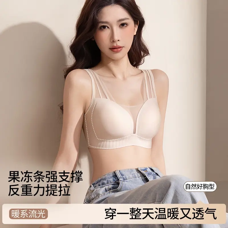 Tingmei【Clouds and Stars】Large Bust Minimizing Anti-Sagging Lift-Up Bra Mesh French Style Lingerie Dt17