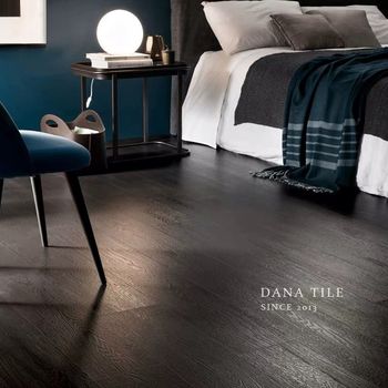 Carbon black wood grain tiles bathroom balcony super black full body tiles b&b chain floor tiles imitation wood floor tiles