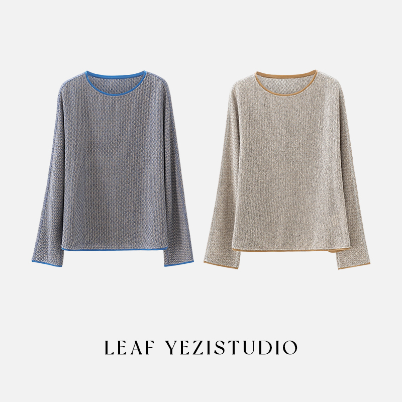 【Provence】Exquisite Floral Texture Retro Variegated Wool Blend Lazy Knit Sweater 26322009