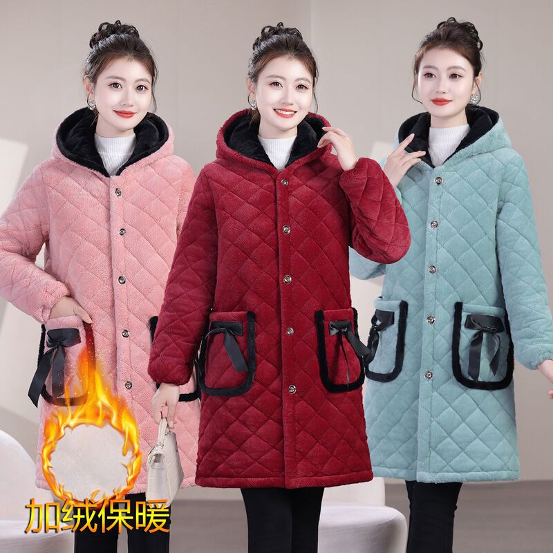 Winter New Style Mid-Length Fleece-Lined Thick Cotton Coat Fashion Women's Cotton Jacket Outerwear Winter New Style Mid-Length Fleece-Lined Thick Cotton Coat Fashion Women's Cotton Jacket Outerwear