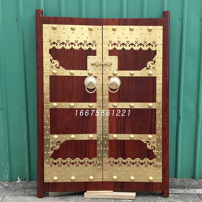 Imitation Ancient Solid Wood Gate Flowers Pear Wood Courtyard Gate Rural Villa Temple Ancestral Hall to be made Chinese solid wood gate