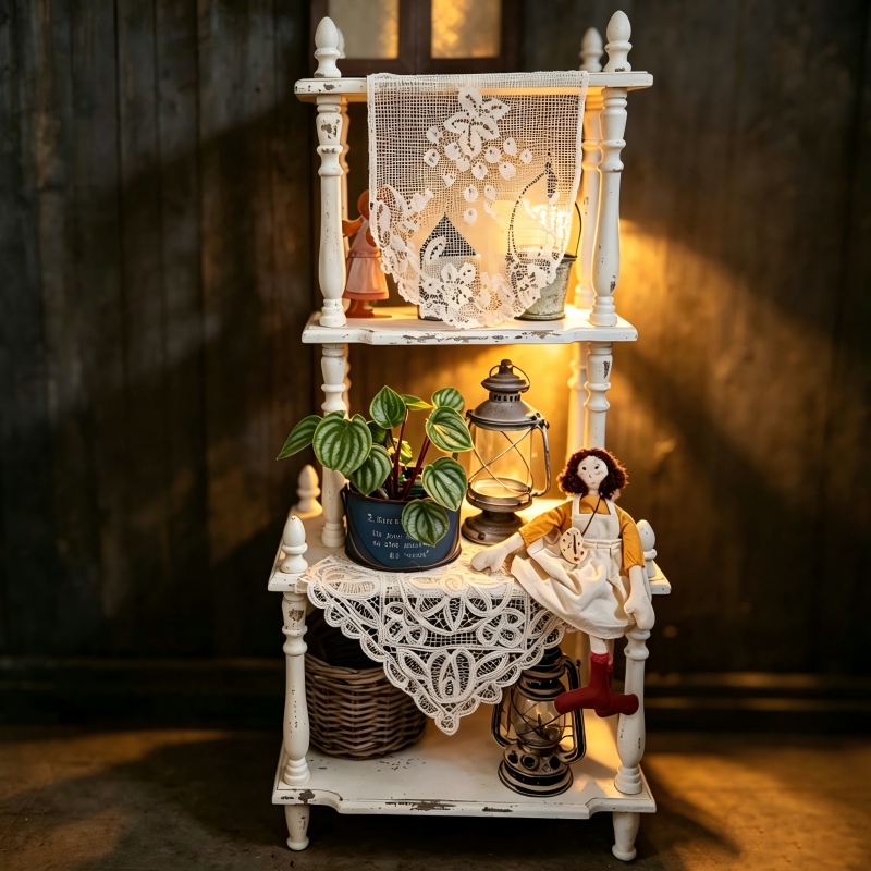 [Nanqiao Garden] Four-Tier Wooden Shelf Balcony Garden Decoration Vintage-Style Shelf Multi-Layer Plant Flower Stand Cabinet