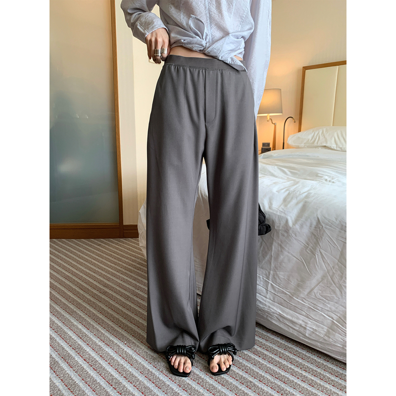 Mona Zhang Qixian Elastic Waist Flared Pants/Drapey Relaxed Fit Slightly Stretchy Loose Casual Long Pants for Women Mona Zhang Qixian Elastic Waist Flared Pants/Drapey Relaxed Fit Slightly Stretchy Loose Casual Long Pants for Women