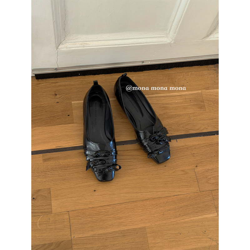 Mona Zhang Qixian Handmade Butterfly Strap Flat Shoes/French Retro Ballet Romantic Sweet Cool Style Square Toe Shoes Mona Zhang Qixian Handmade Butterfly Strap Flat Shoes/French Retro Ballet Romantic Sweet Cool Style Square Toe Shoes