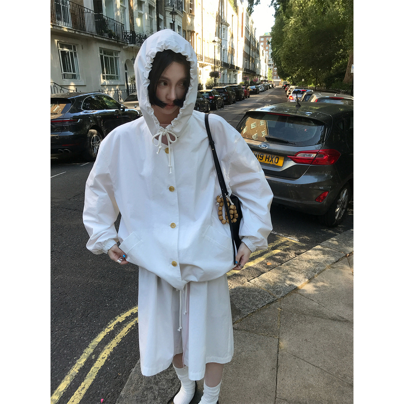 Mona Zhang Qixian Cloudy Relaxed Set/Drawstring Hooded Casual Jacket/Drawstring Slimming Wide-Leg Shorts