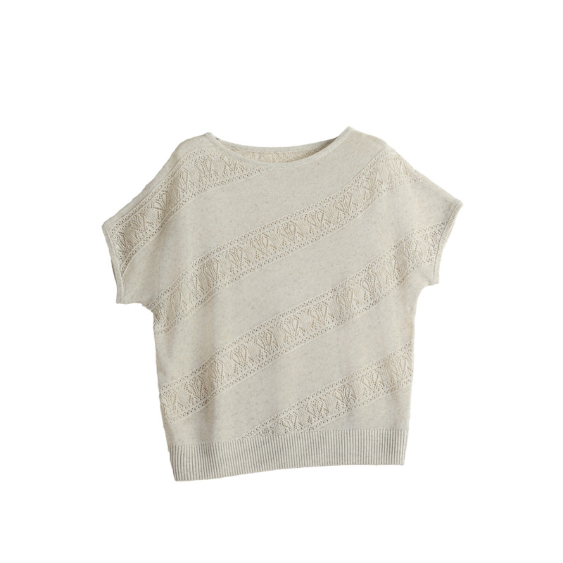 [Exclusive to Yuanqi Zhu Zhu] Lightly Woven Twill Hollow Breathable Knit Top Xs7772