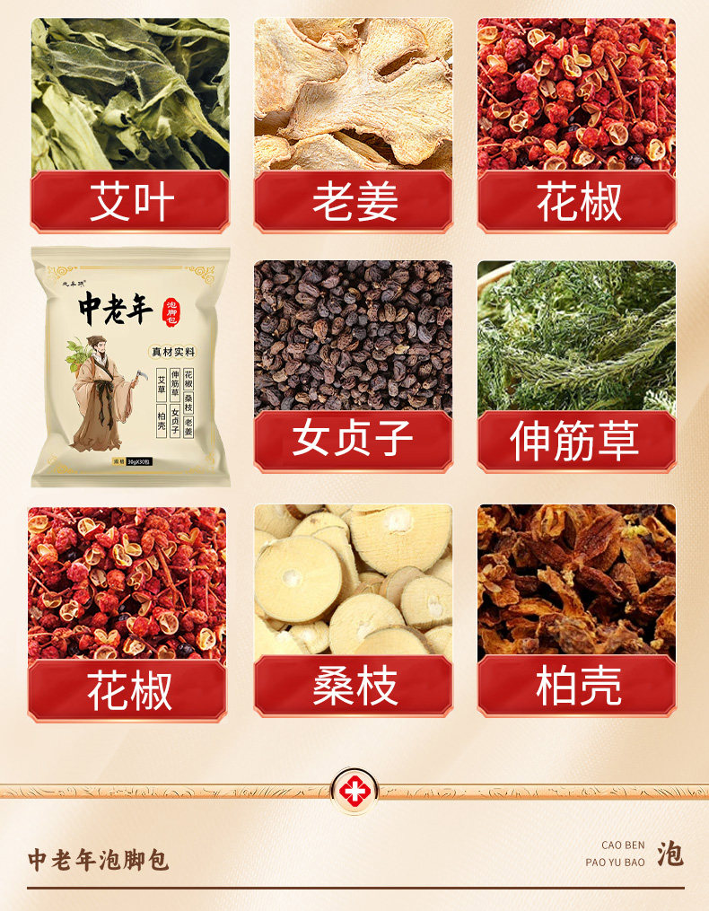 Herbal Foot Soak Pack 30 Bags Mugwort Sichuan Pepper Ginger Traditional Chinese Foot Bath specifications