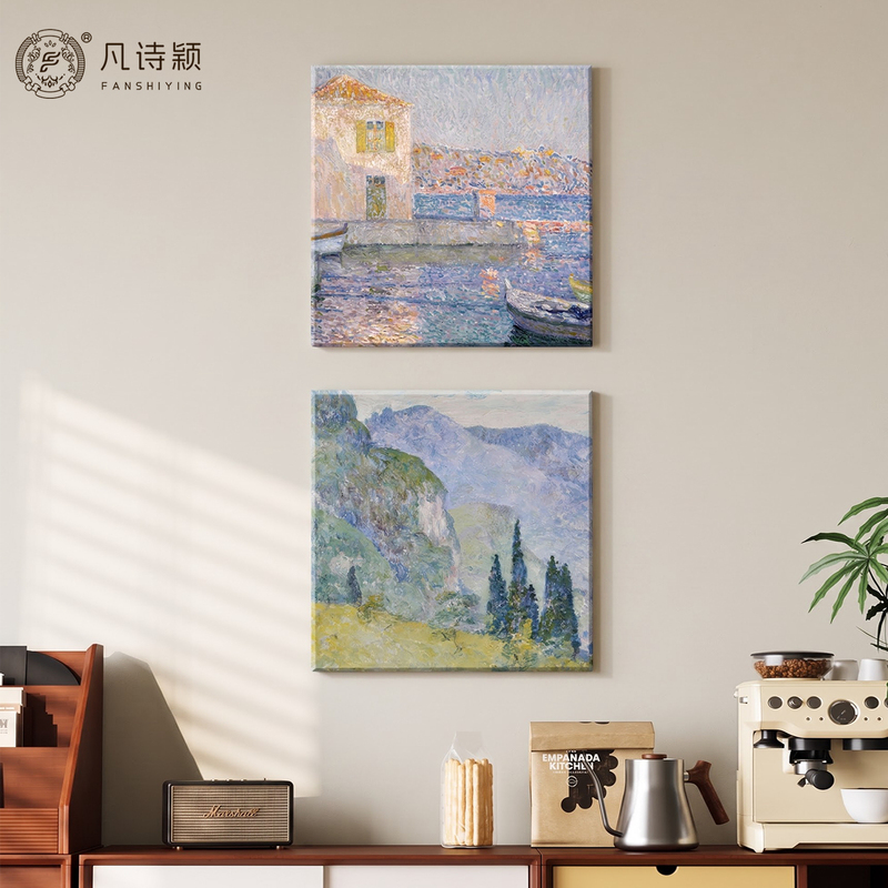 French-Style Landscape Oil Painting for the Background Wall Behind the Sofa in the Living Room, Vintage Niche Art, Retro Combination Mural French-Style Landscape Oil Painting for the Background Wall Behind the Sofa in the Living Room, Vintage Niche Art, Retro Combination Mural