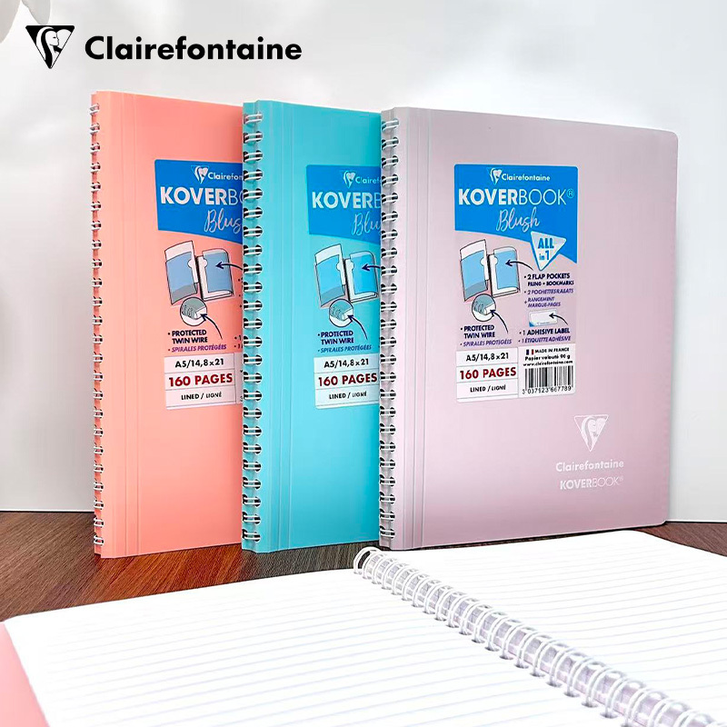 French Clairefontaine official store Clairefontaine Pp Cover Spiral Notebook A5 Light-Colored Opaque Polypropylene Cover Can Be Spread Flat Notepad Lined Thickened with Storage Bag French Clairefontaine official store Clairefontaine Pp Cover Spiral Notebook A5 Light-Colored Opaque Polypropylene Cover Can Be Spread Flat Notepad Lined Thickened with Storage Bag