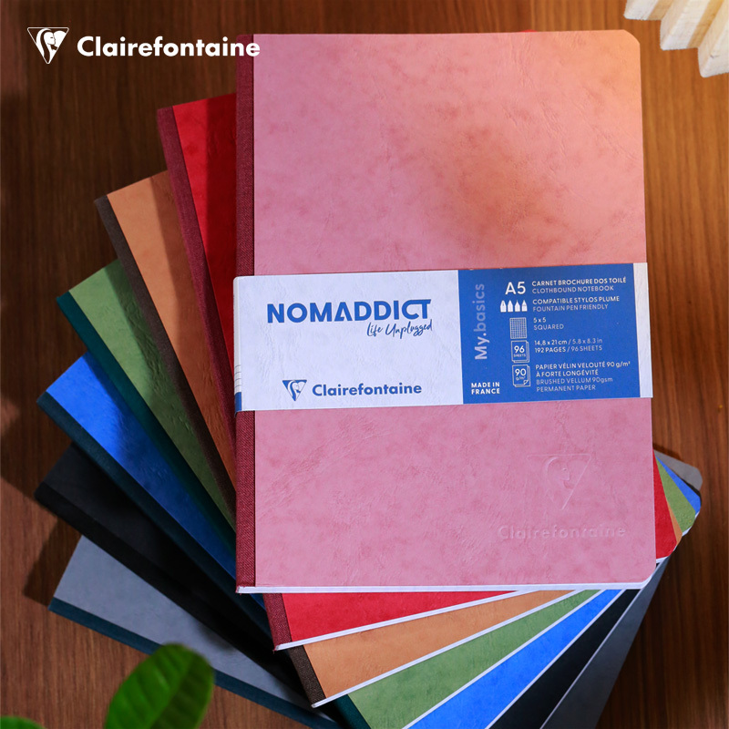 French Clairefontaine official store Nomaddict Series Leather-Textured Paper Cover Glue-Bound Notebook Thickened A5 Lined Diary Planner Office Meeting Record Book French Clairefontaine official store Nomaddict Series Leather-Textured Paper Cover Glue-Bound Notebook Thickened A5 Lined Diary Planner Office Meeting Record Book