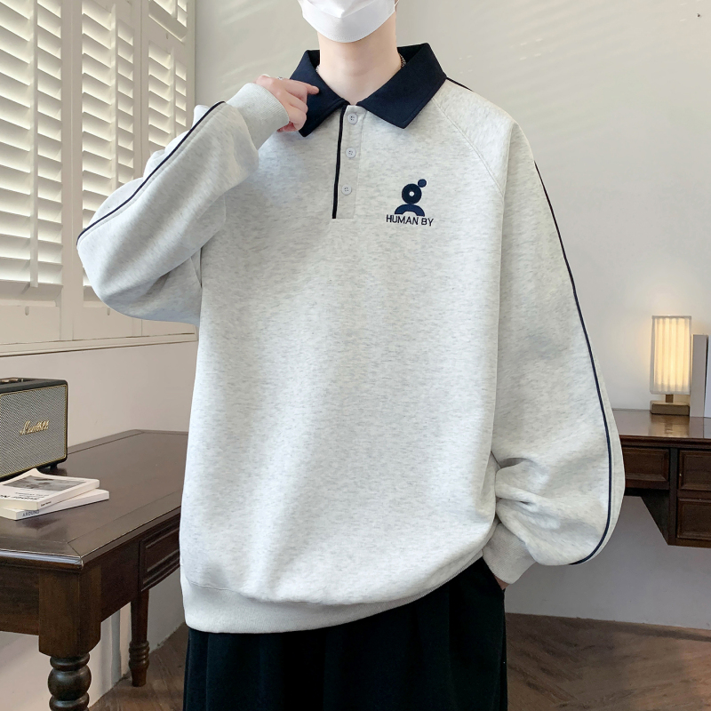 Teenage Boys' Sweatshirt with a Collar, Long-Sleeved Polo Shirt for Middle and High School Students, Boys' Preppy Style Inner Layer T-Shirt, Thin Style Teenage Boys' Sweatshirt with a Collar, Long-Sleeved Polo Shirt for Middle and High School Students, Boys' Preppy Style Inner Layer T-Shirt, Thin Style