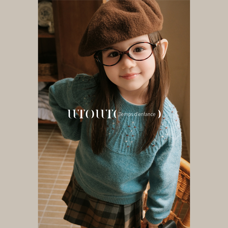 Big-Eared Elephant Girl's Hand-Embroidered Solid Color Sweater 2026 Autumn and Winter New Style Retro Embroidered Fair Isle Knit Top Big-Eared Elephant Girl's Hand-Embroidered Solid Color Sweater 2026 Autumn and Winter New Style Retro Embroidered Fair Isle Knit Top