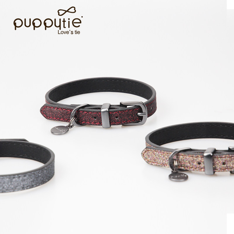 Puppytie狗狗项圈狗圈小型中型犬脖圈狗颈圈皮质泰迪宠物用品饰品
