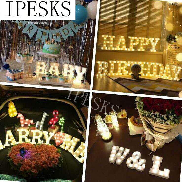 Alphabet 26 Letters Lights LED Light Up White Warm Marquee