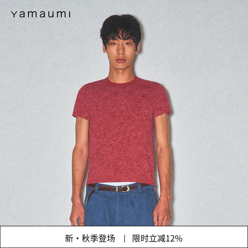 【Jiang Qiming's Style】Yamaumi Two-Tone Heavy-Duty Slim-Fit Short-Sleeve T-Shirt for Men and Women, Inner Layer Top for Summer
