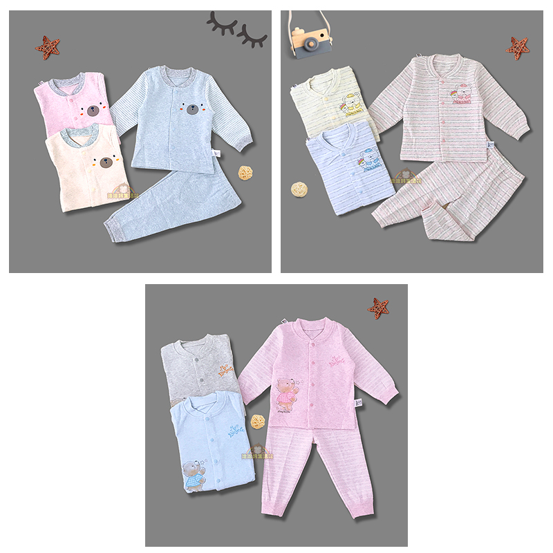 Baby Be Le Showen Cotton Baby Autumn Clothes for Kickback Baby Lintwear Set Fall and Winter Closed Home Pajamas