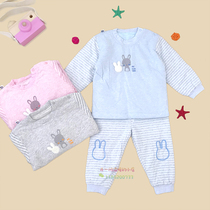 Baby music new spring and autumn winter warm cotton baby set men and women baby soft cotton warm shoulder open set