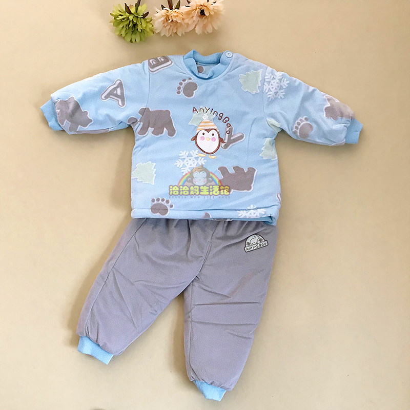 An infant baby heating underwear thickened quilted children's suit winter men and women baby outing clothes cotton jacket 2 sets