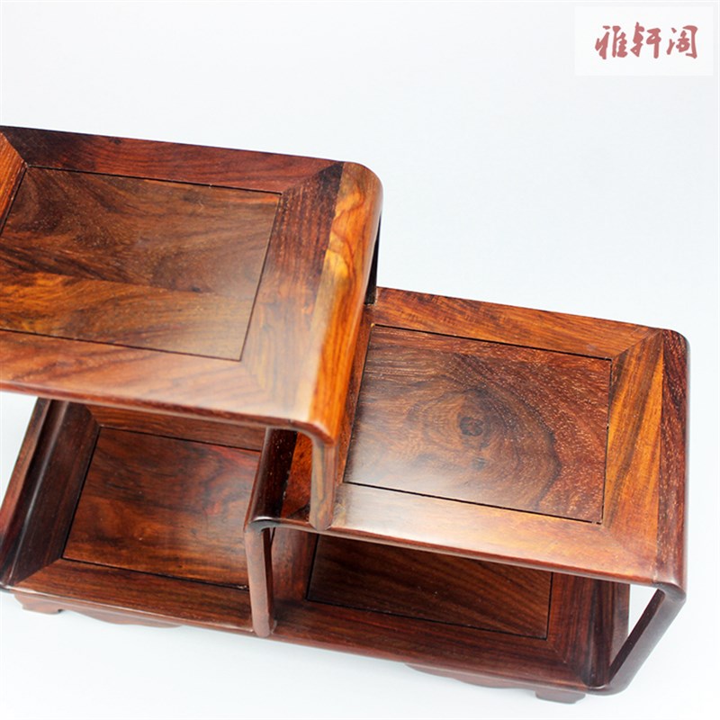 Jiaozhi Yellow Sandalwood Big Red Rose Branch Small Duobao Pavilion Ancient Shelf Teapot Tea Set Solid Wood Multi-layer Shelf Display Shelf