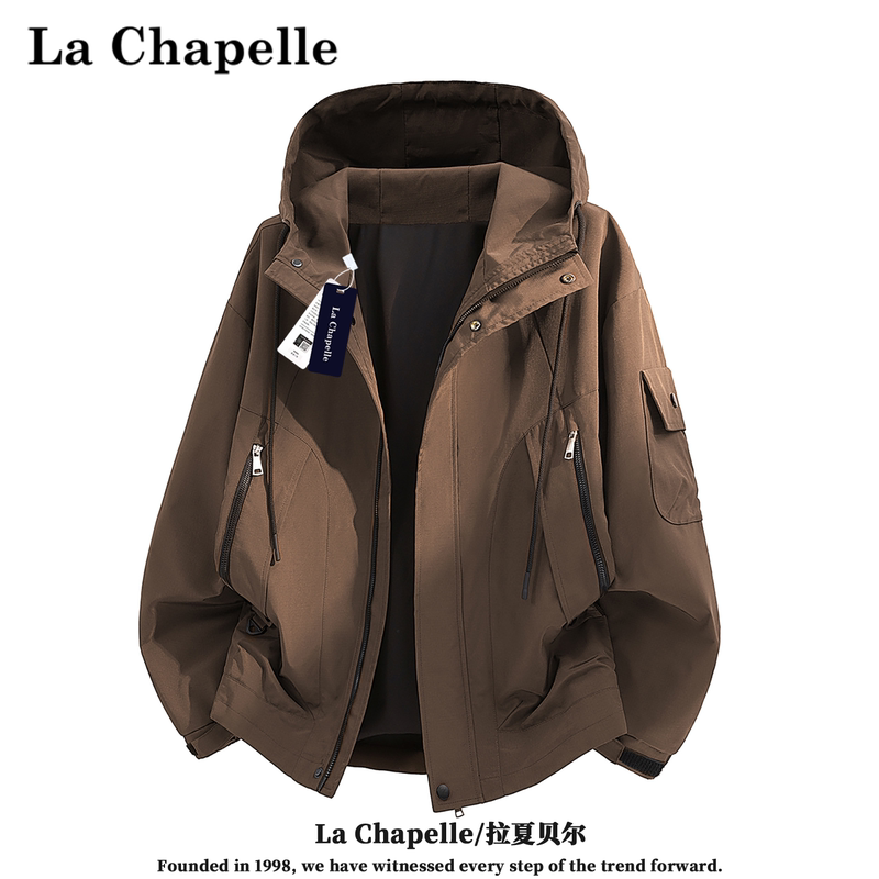 La Chapelle Loose Oversized Hooded Jacket for Men, Casual Loose American-Style Outdoor Windproof Versatile Casual Coat