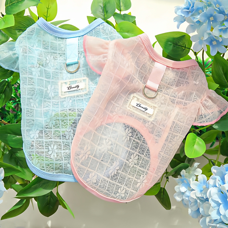 Ultra-Light, Soft, Silky and Stretchy Pet Dog Clothes, Dog Clothes, Cat Clothing Supplies, Lace Mesh Flying Sleeve Clothes