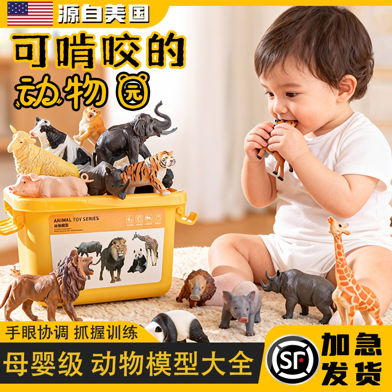 動物模型の噛めるおもちゃセット、幼児教育用動物の世界、海、高精度な子供向けおもちゃ。