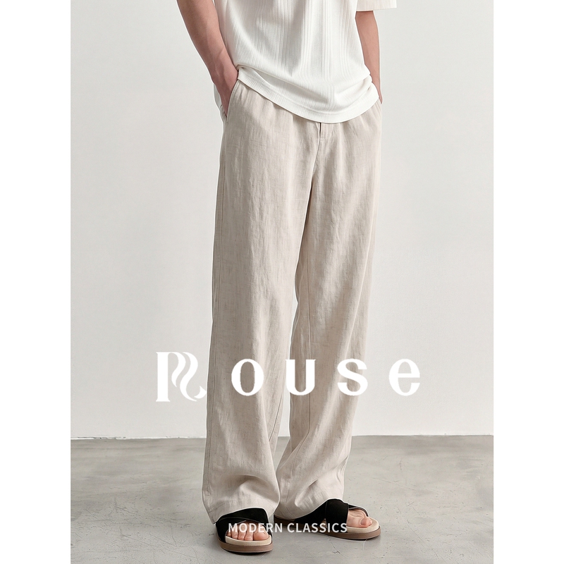Loz High-End 100% Pure Linen Pants for Men, Old Money Style Straight-Leg Pants, New Summer Breathable Men's Casual Long Trousers