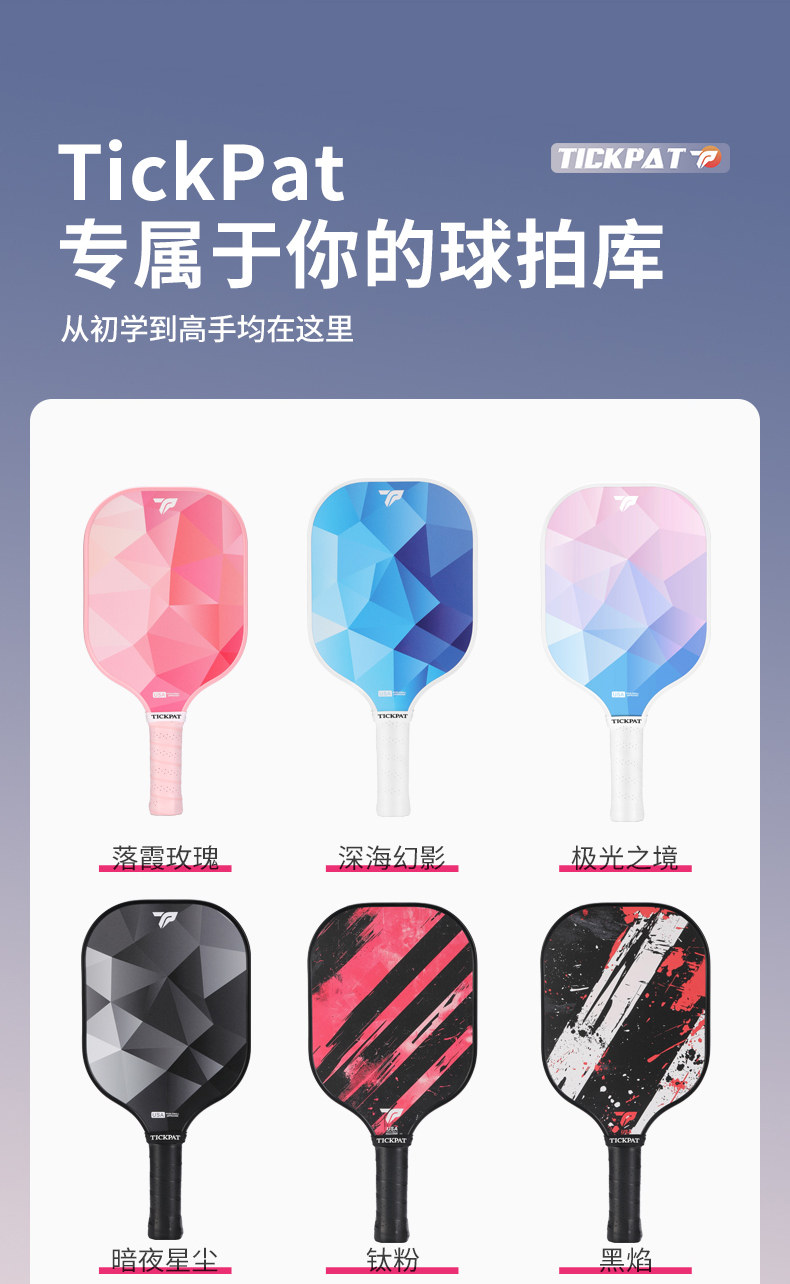 匹克球拍 tickpat匹克球拍板玻璃纤维初学者碳纤维pickleball儿童专业全套