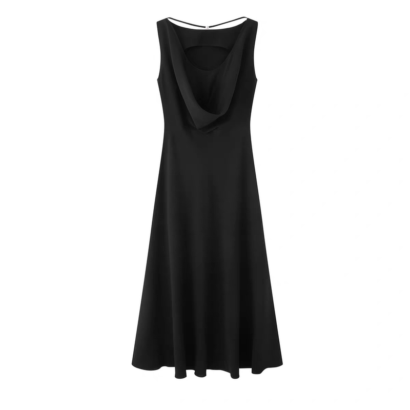 Ariose 2026 Summer New Slim Design Collar Black Dress for Women Br902138