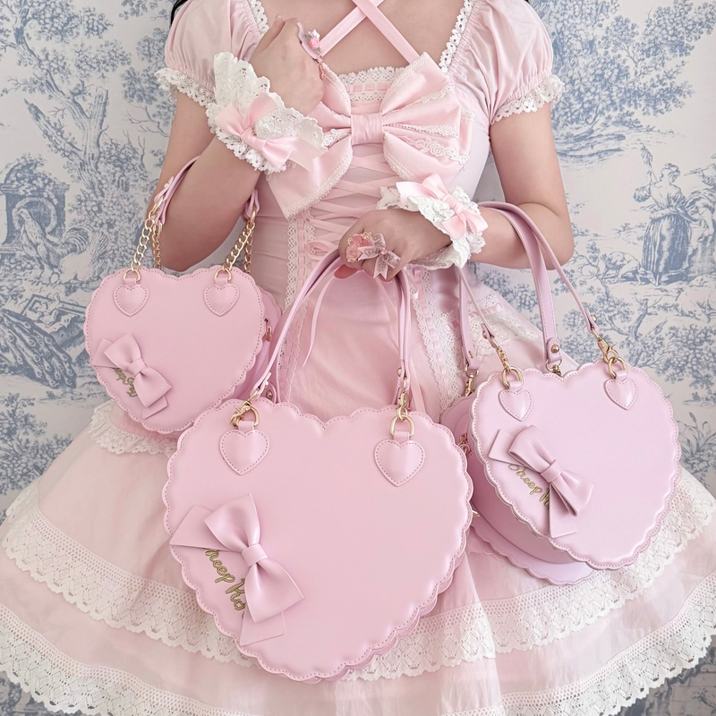 【Six Groups in Stock】Sheep Puff Heart Bag Patent Leather Matte Large, Medium, Small Lolita Handbag Crossbody Bag for Women 【Six Groups in Stock】Sheep Puff Heart Bag Patent Leather Matte Large, Medium, Small Lolita Handbag Crossbody Bag for Women