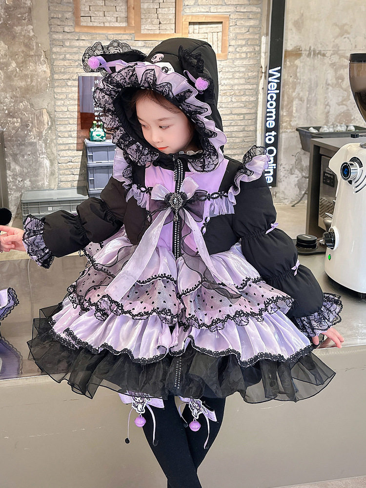Baby girl Kuromi princess dress cotton coat winter children's Lolita children's style down jacket thickened jacket