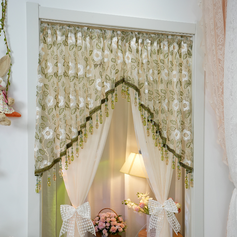 French-Style Door Curtain with Princess-Style Embroidery, High-End Feel, No-Drill Partition Curtain for Bedroom, Home Use Lace Blocking Curtain