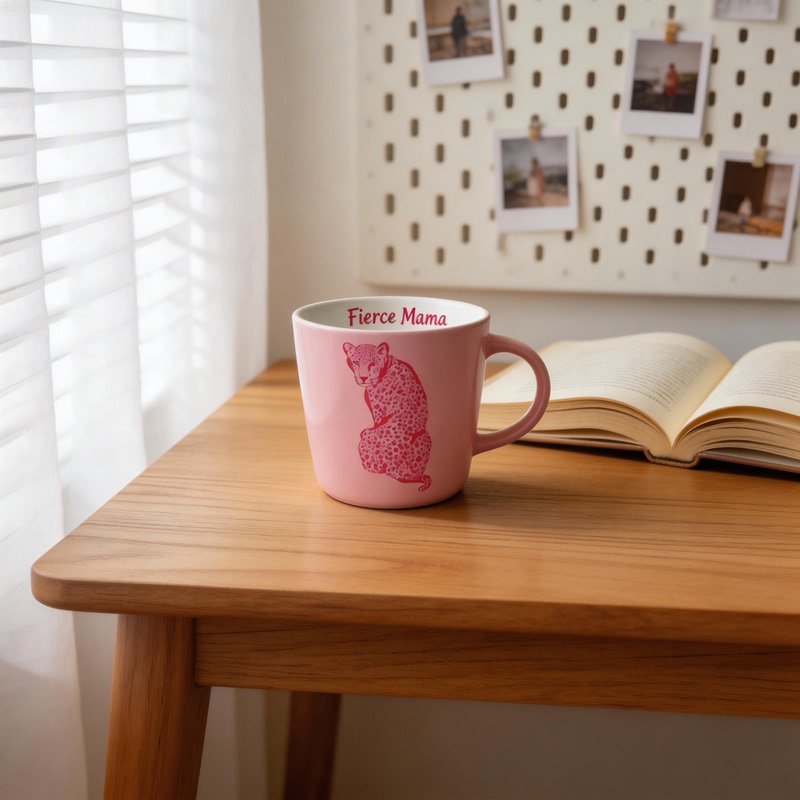 257 Pink Panther Confident and Independent Spirit Ceramic Mug Coffee Cup Water Cup Creative