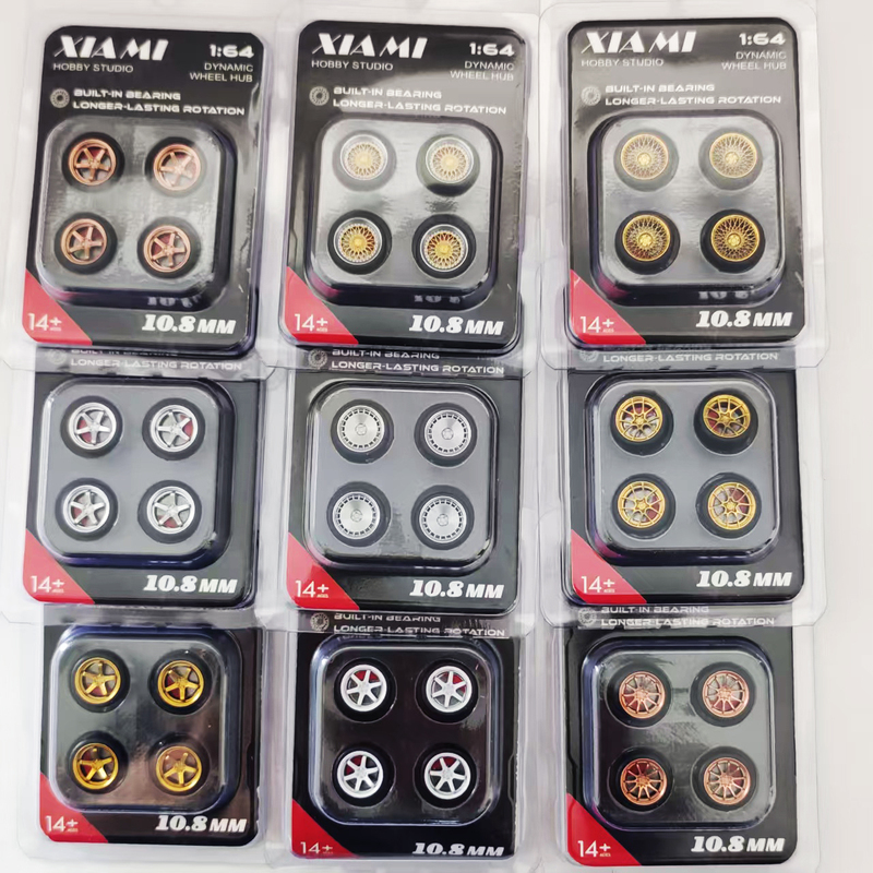 1/64 Bearing Wheel 1:64 Wheel with Bearing Car Model Modification Tire Ultra-Smooth 10.8mm