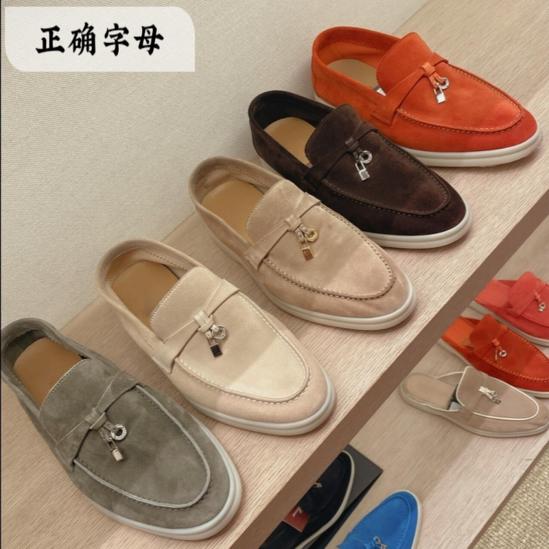 [Top-Tier Version] Lp Loafers Slip-On Tassel Shoes British Old Money Style Flat Metal Buckle Classic Single Shoes