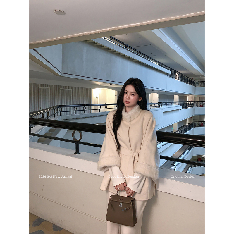 Dcccdic Chen Dian Dian's "Hokkaido's First Snow" Korean-Style Wool Cape Double-Sided Woolen Coat Autumn and Winter Slimming Jacket