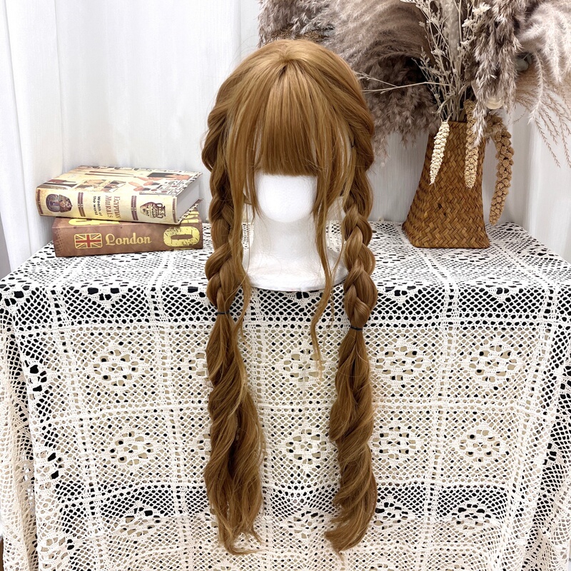 Cute and Cool Style Wig for Women, 80cm Long, Water Wave Curly Hair, Golden Brown, Lolita/Jk Full Head Wig
