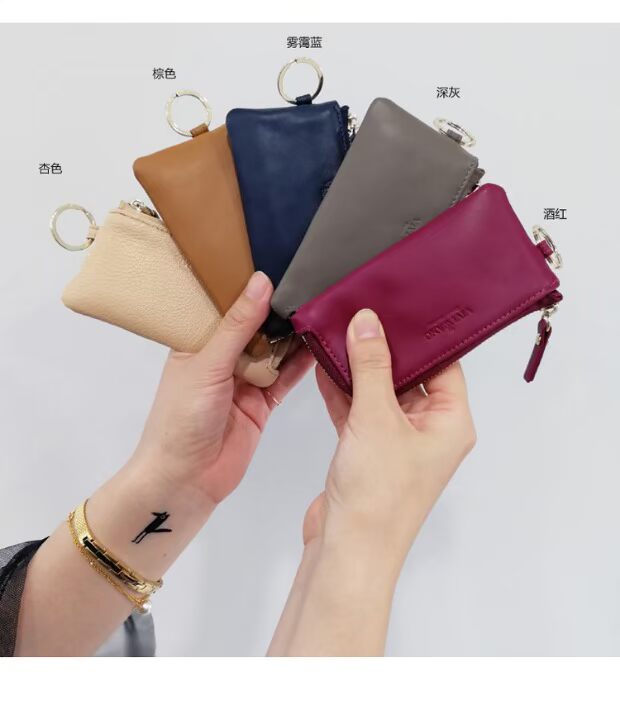 Viviwang phiên bản tiếng Hàn của túi da đơn giản dung lượng lớn, túi xách nam và nữ túi đựng chìa khóa chống nước